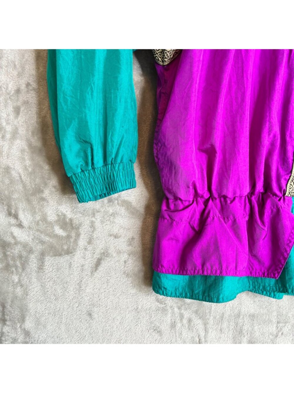 Bocoo 80s Two-Piece Tracksuit Teal & Purple Windbreaker Jacket & Pants Set L - Picture 8 of 10